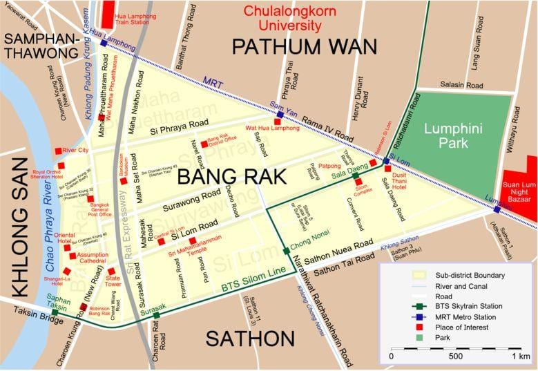 kat jeyografik nan bangkok distri limyè wouj