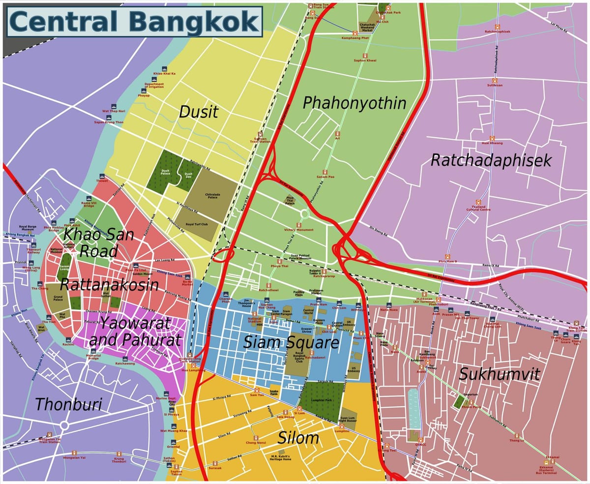 zòn nan bangkok kat jeyografik