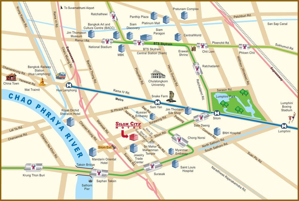 kat jeyografik la nan gwo larivyè lefrat nan vil bangkok