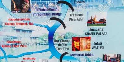 Kat jeyografik nan chao phraya larivyè lefrat la nan bangkok